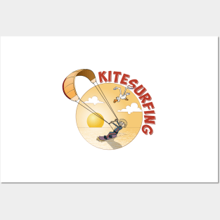 Kite surfing vector illustration. Posters and Art